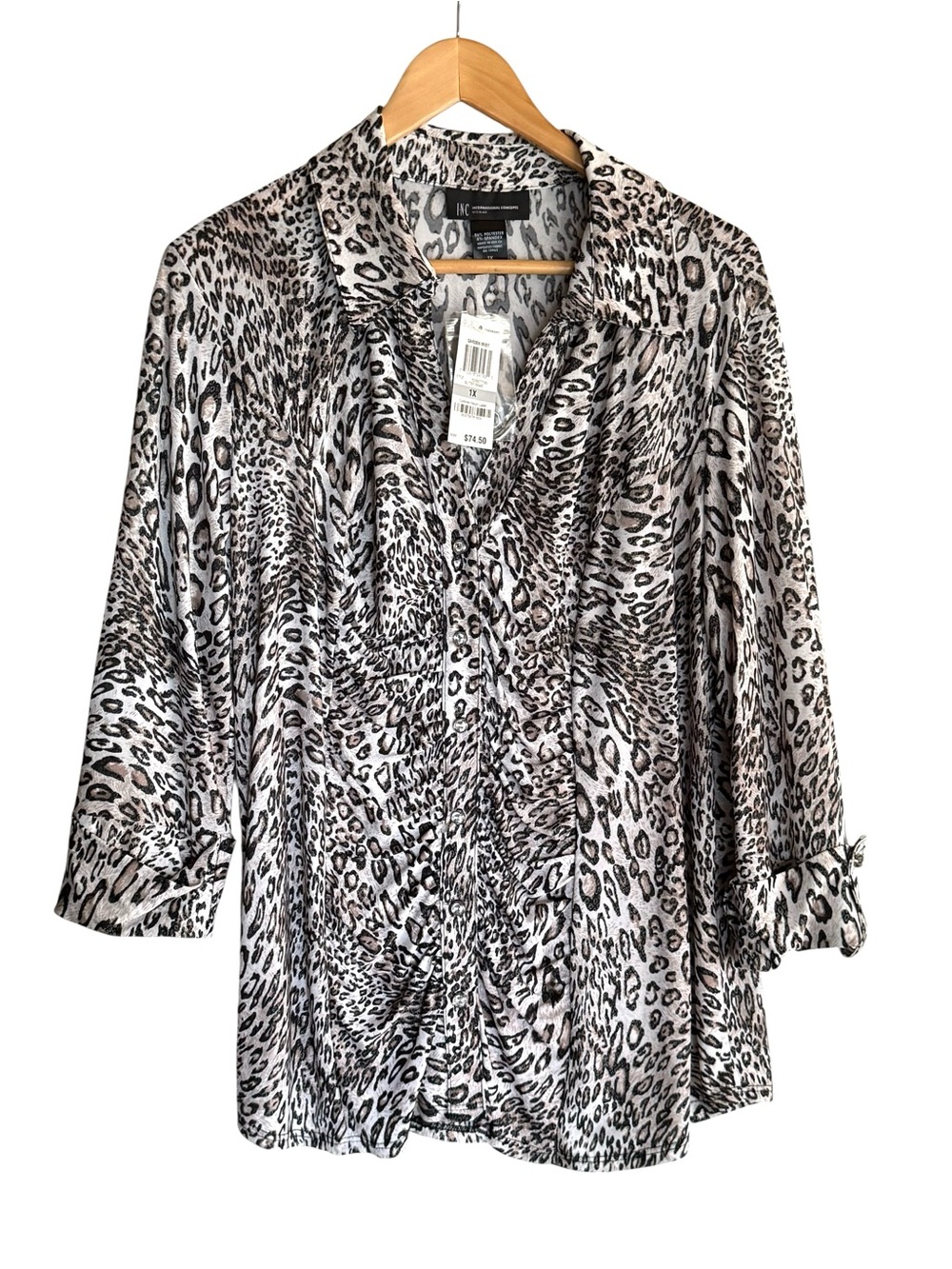 INC International Concepts Leopard Print Blouse 1X – NWT